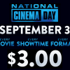映画チケットを３ドルで提供 「映画ファンに感謝を込めて」９月３日