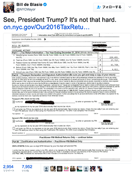 市長の確定申告フォーム(photo: @NYCMayor)