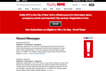Notify NYCのトップページ