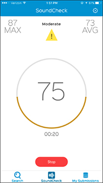 騒音レベル測定画面。サウンドプリントの公式ホームページ（www.soundprint.co）より