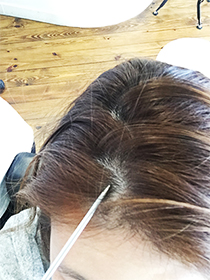 スタート！コームを寝かしたまま、 ジグザグの分け目を 作ります