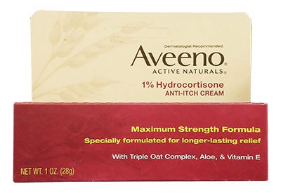 「Aveeno Anti Itch Cream」 有効成分と容量： Hydrocortisone 1%