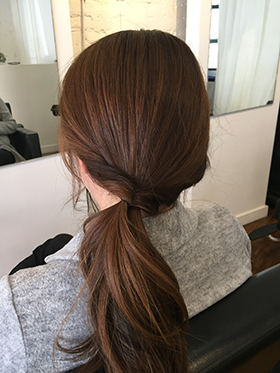 ギュッとしばってトップのバランスを見ながらほぐし