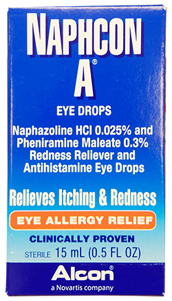 「Naphcon-A Eye Drops」 有効成分と容量： Pheniramine maleate 0.3%
