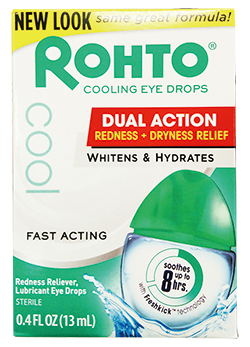 「ROHTO Cooling Eye Drops」 有効成分と容量： Naphazoline hydrochloride 0.012%