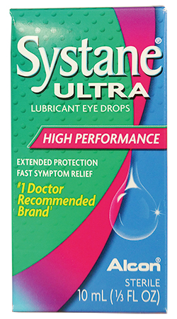 「Systane Ultra Lubricant Eye Drops」 有効成分と容量： Polyethylene glycol 400 0.4%、Propylene glycol 0.3%