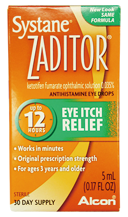 「ZADITOR Eye Drops」 有効成分と容量： Ketotifen 0.025%