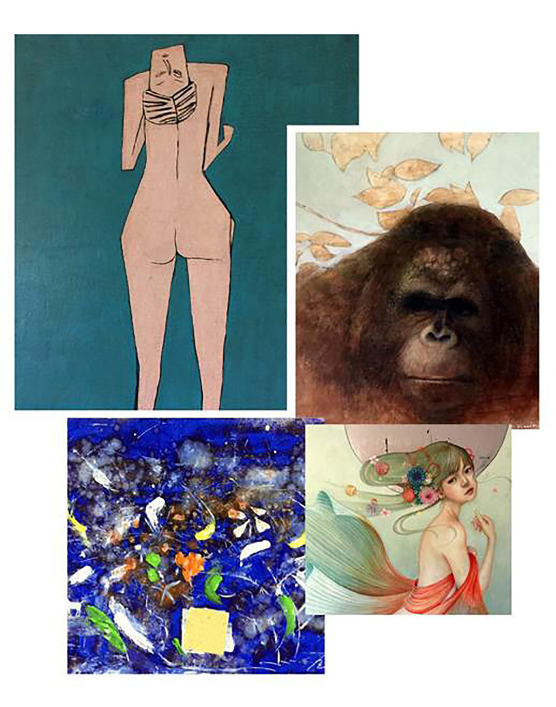 秋津町のダンサー（ムラカズユキ）、Apes II（小枝真紀）、cello 2（なまためみちお）、夏模様（こうごみつる）