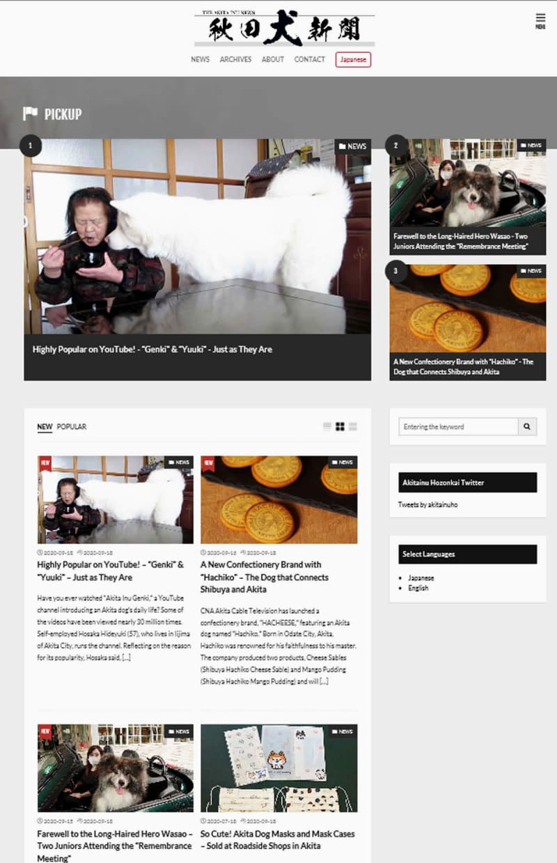 秋田犬新聞 の英語サイト公開 Daily Sun New York