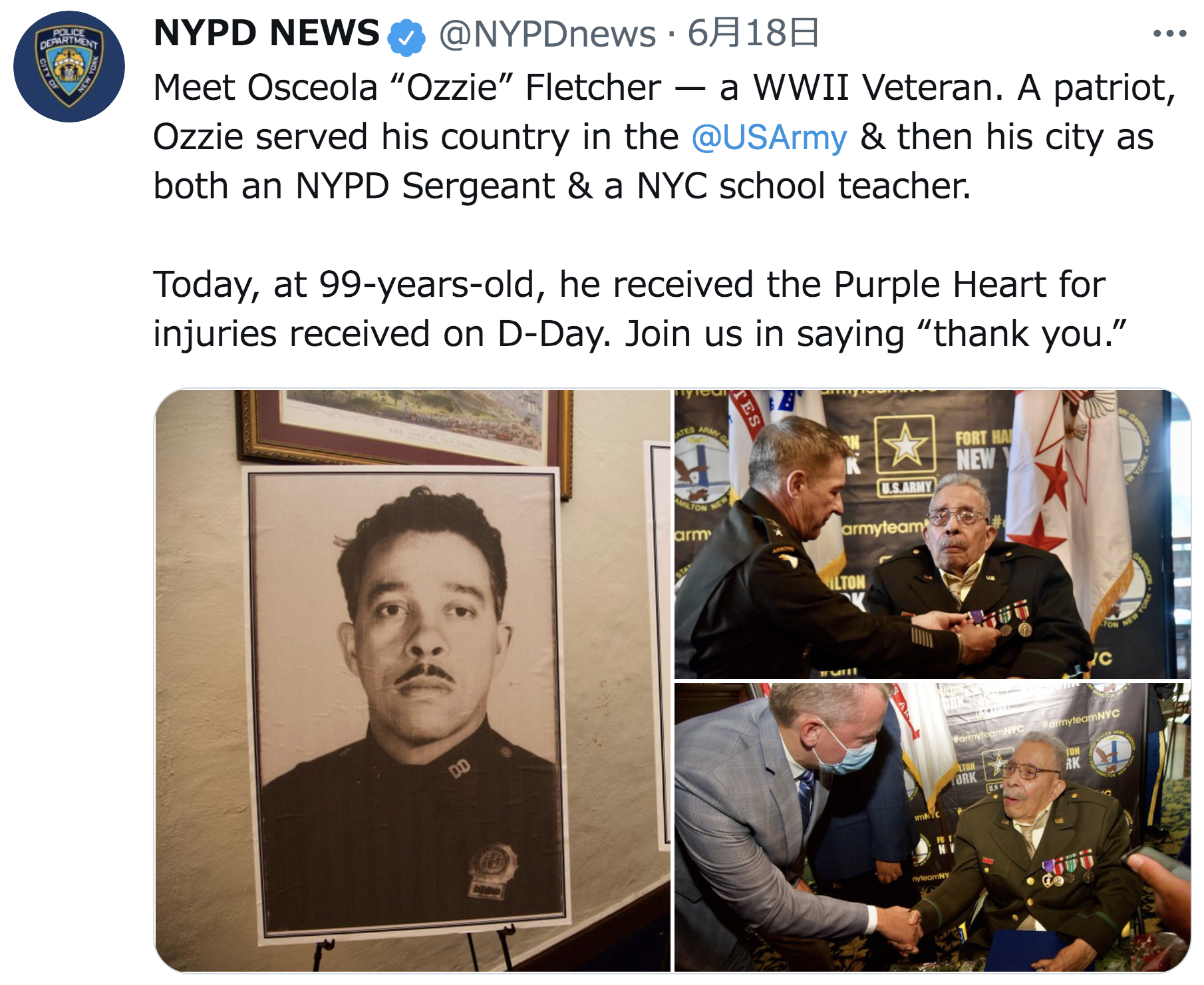 99歳黒人男性 軍人勲章授与 ノルマンディーで負傷も人種差別で報われず Dailysun New York